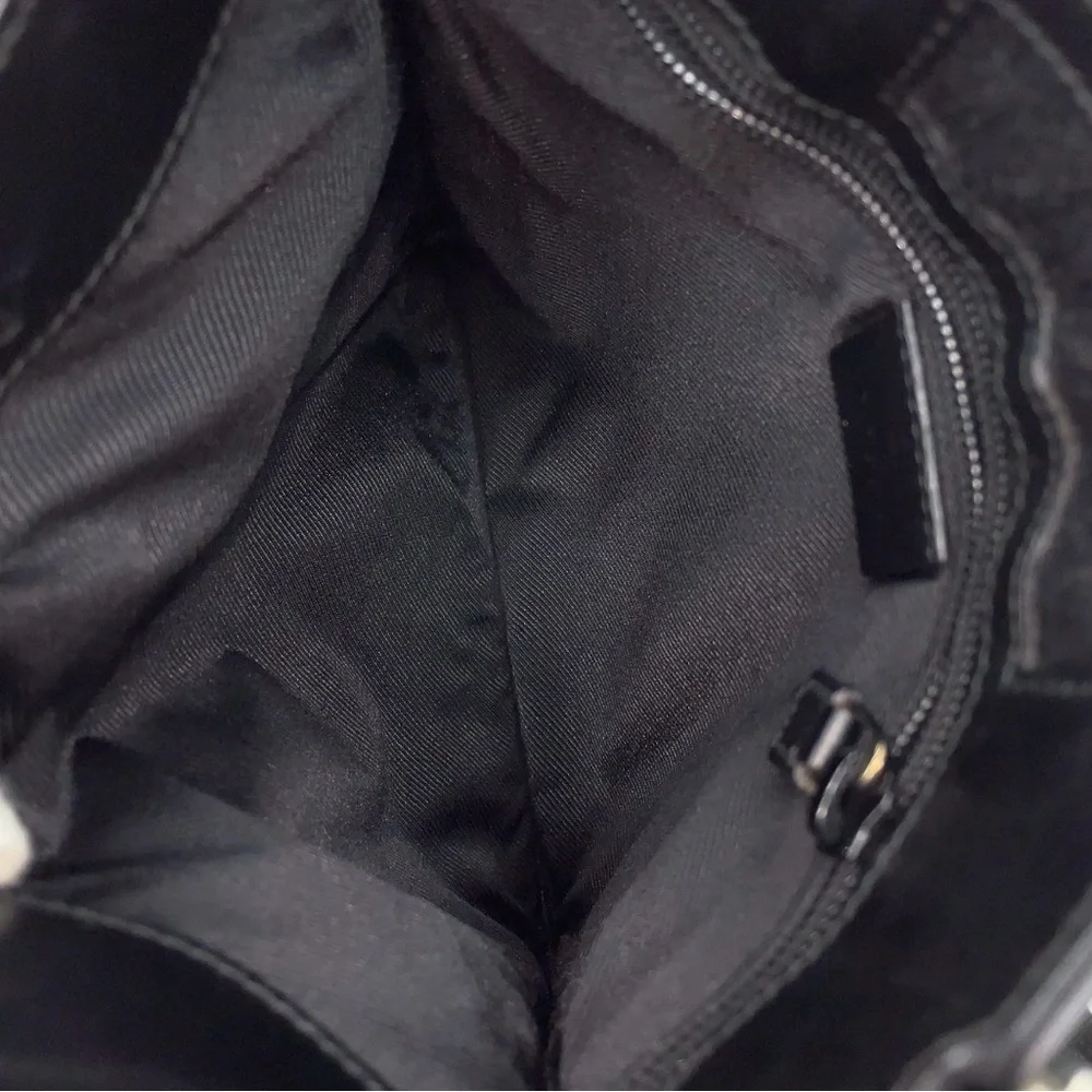 Auth Gucci GG Canavs x Leather Black  SV Sacoche Shoulder Bag